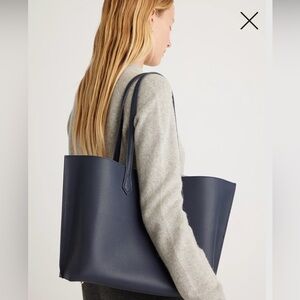 Quince Italian Leather Triple Compartment Shopper Tote